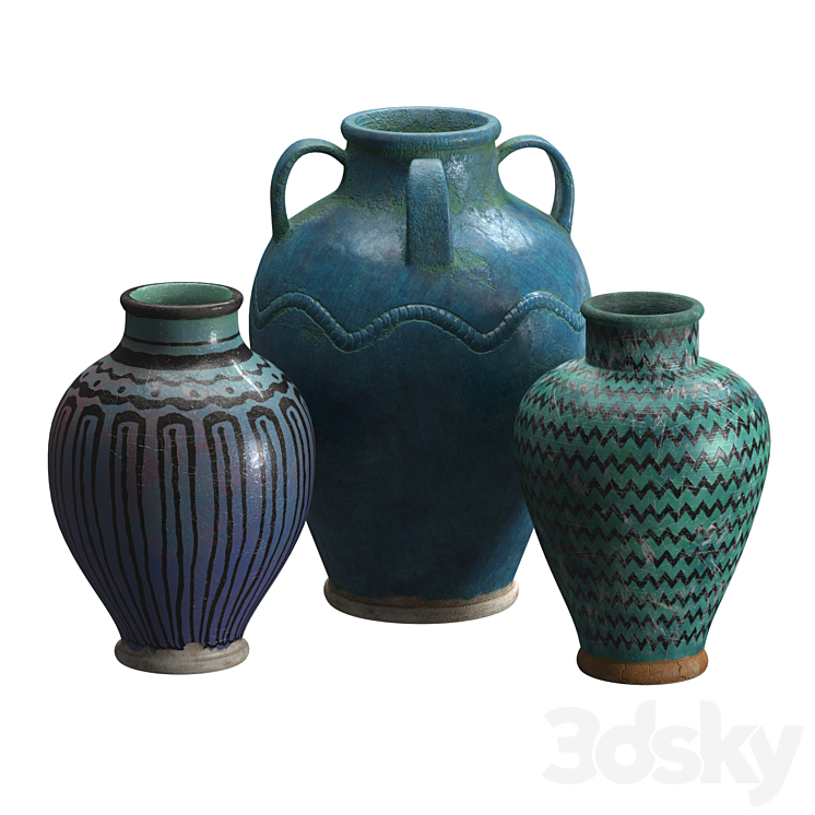 Artisan Glazed Pottery vases 3DS Max Model - thumbnail 1