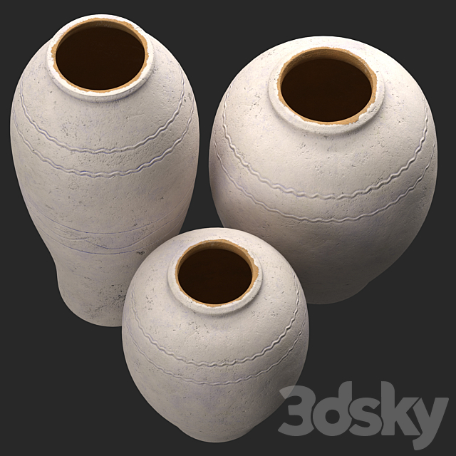 Artisan Hand Painted Terracotta Blue Vases 3DS Max Model - thumbnail 5