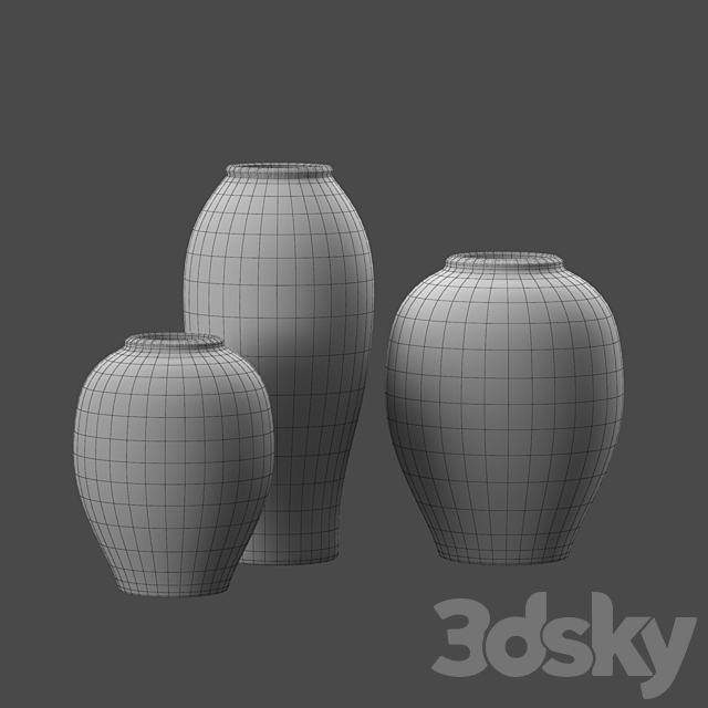 Artisan Hand Painted Terracotta Blue Vases 3DS Max Model - thumbnail 6