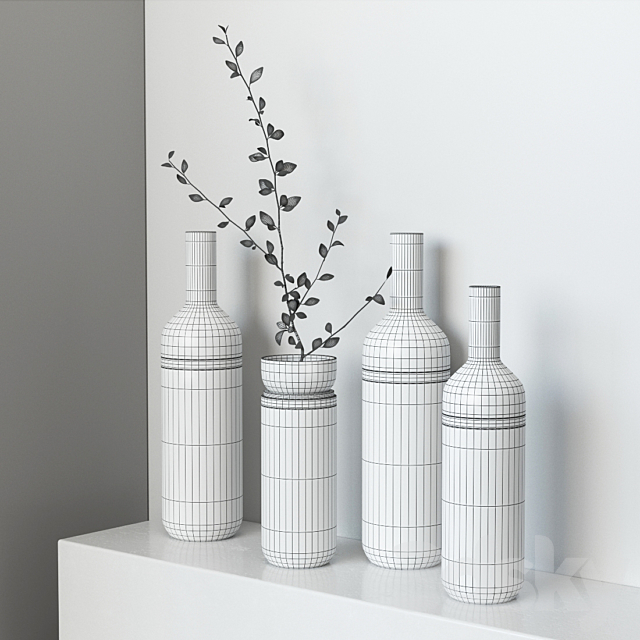 Bottle Vase Duo set dekotivnyh vases 3ds Max - thumbnail 2