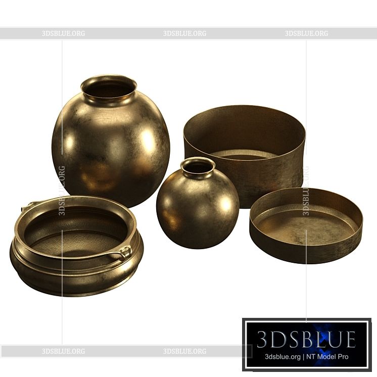 BURNISHED BRASS VASES (RH) 3DS Max - thumbnail 3