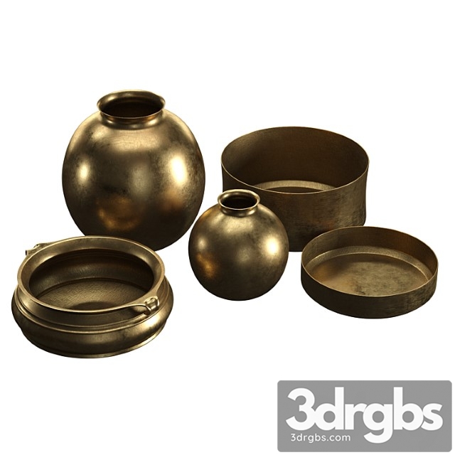 Burnished brass vases (rh) - thumbnail 1