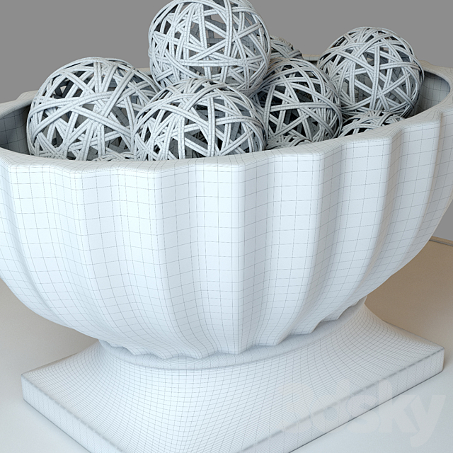 ceramic vase with decorative balls 3DS Max Model - thumbnail 2