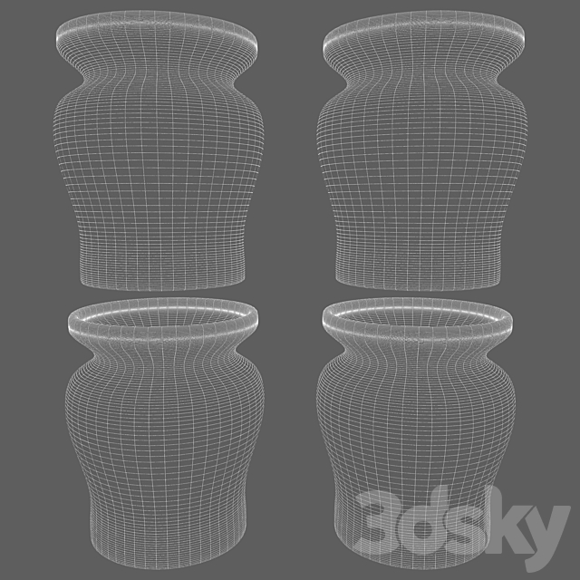 Chinese Vase Set 05 3DS Max Model - thumbnail 3