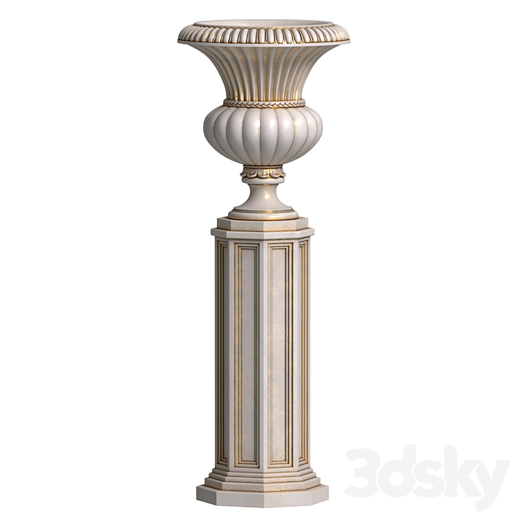 Classical Vase on a Pedestal for decorating the facade.LARGE WICKFORD URN.Classic outdoor Vase.Flowerpot 3DS Max - thumbnail 2