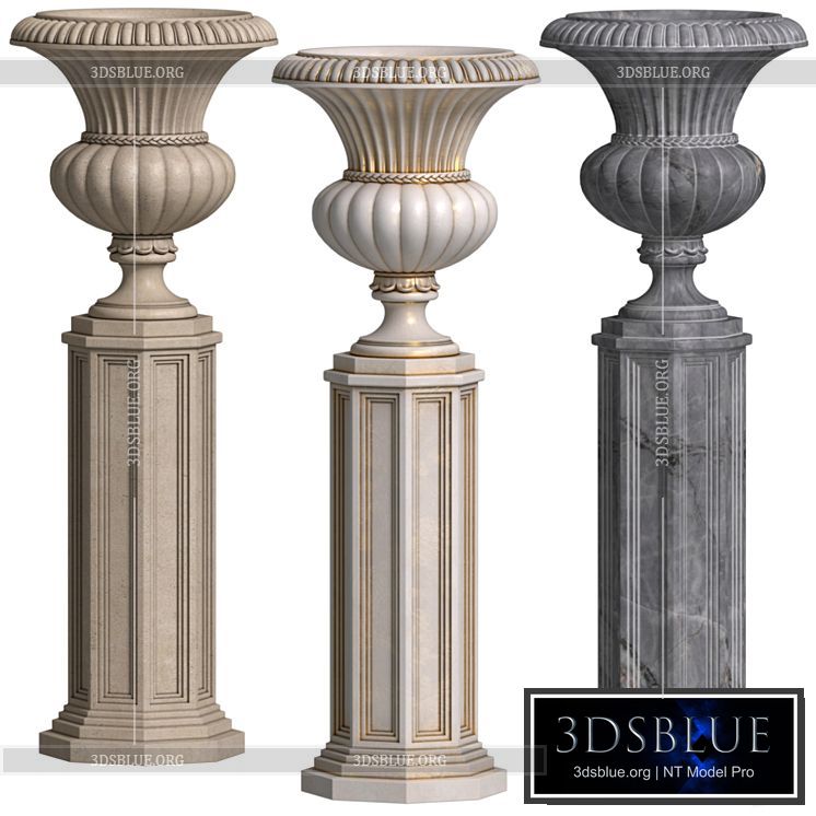 Classical Vase on a Pedestal for decorating the facade.LARGE WICKFORD URN.Classic outdoor Vase.Flowerpot 3DS Max - thumbnail 3