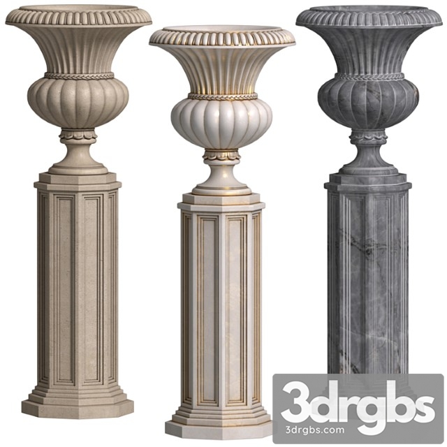 Classical vase on a pedestal for decorating the facade.large wickford urn.classic outdoor vase.flowerpot - thumbnail 1