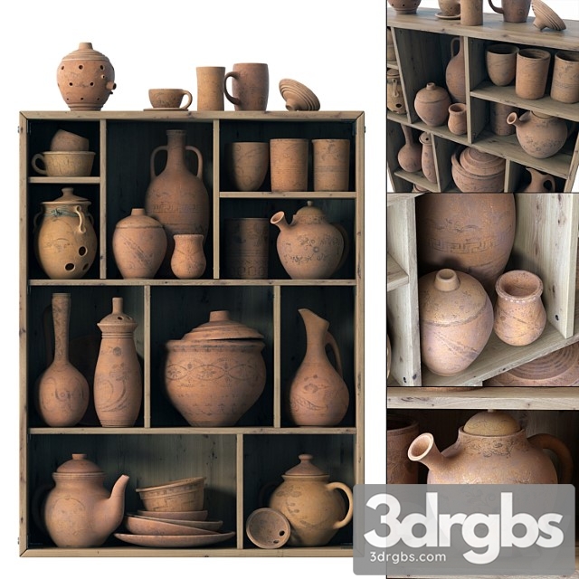 Clay tableware shelf no.15 3dsmax Download - thumbnail 1