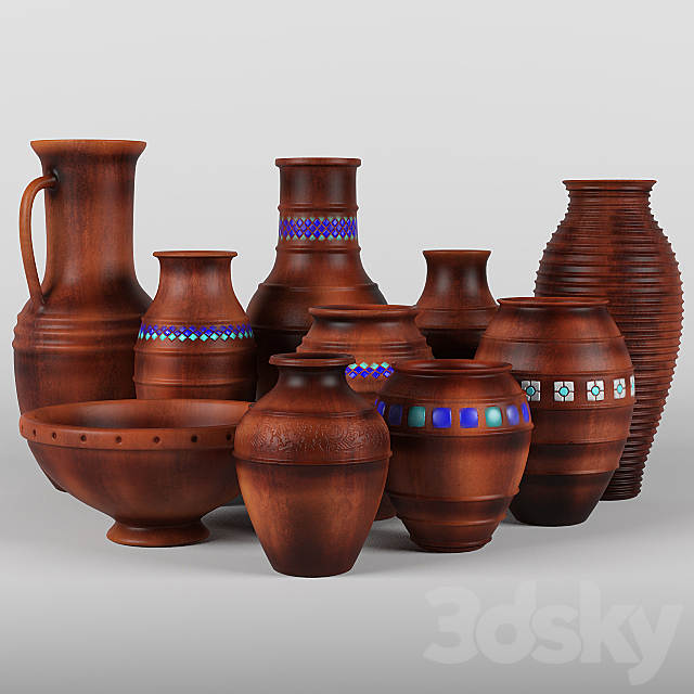 Clay vases 3ds Max - thumbnail 1