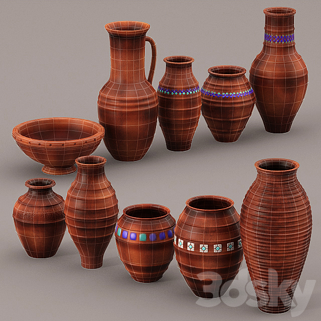 Clay vases 3ds Max - thumbnail 2