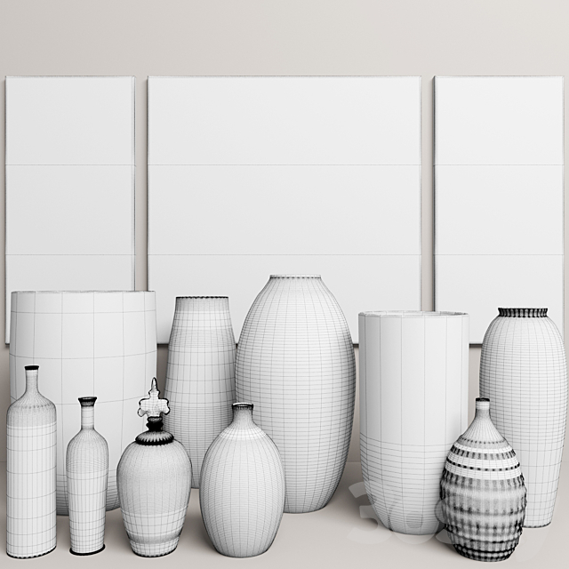 collection of vases 10 pieces + pictures 3ds Max - thumbnail 3