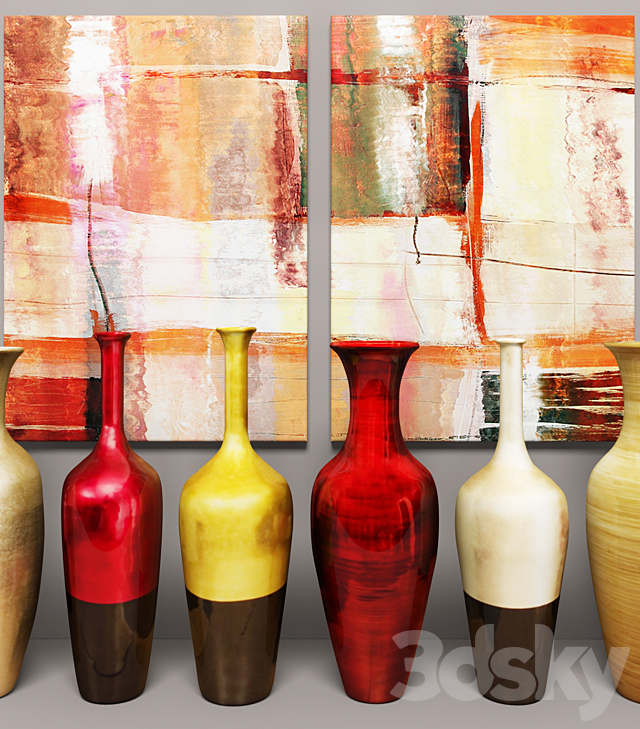 collection of vases 6 pieces + pictures 3DS Max Model - thumbnail 2