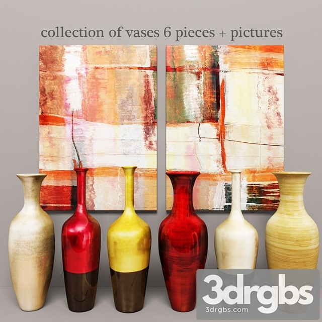 Collection Of Vases 6 Pieces Pictures 3dsmax Download - thumbnail 1