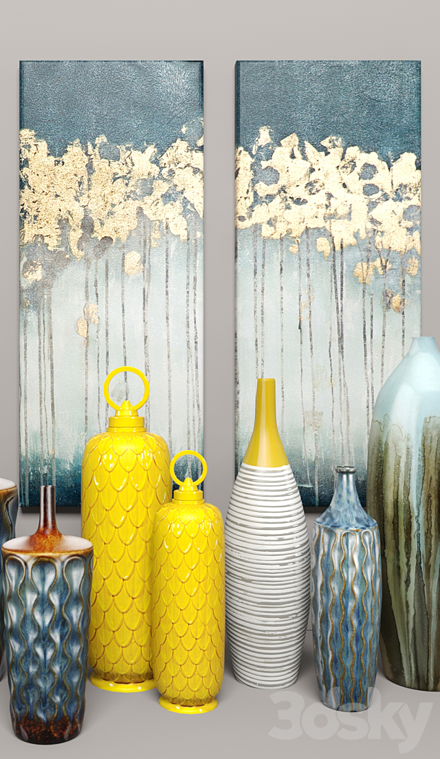 collection of vases 9 pieces + pictures 3DSMax File - thumbnail 2