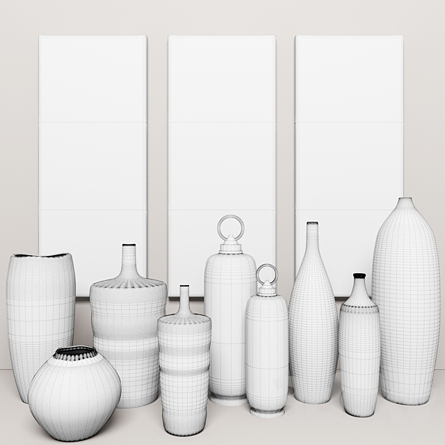 collection of vases 9 pieces + pictures 3DSMax File - thumbnail 3