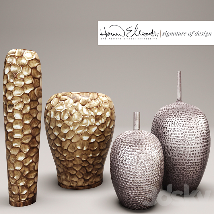 collection of vases Howard Elliott 3DS Max - thumbnail 1