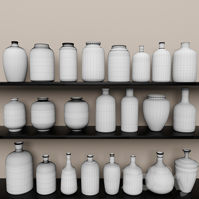 Collection vases and bottles. 23 pieces 3DSMax File - thumbnail 3