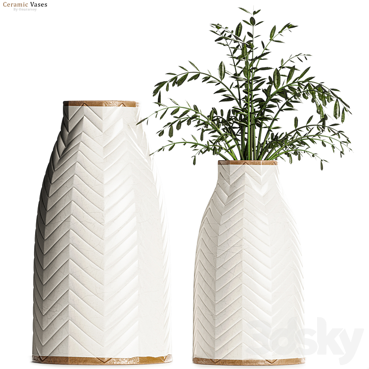 Crate & barrel – Adra Vases with Plants 3DS Max Model - thumbnail 1