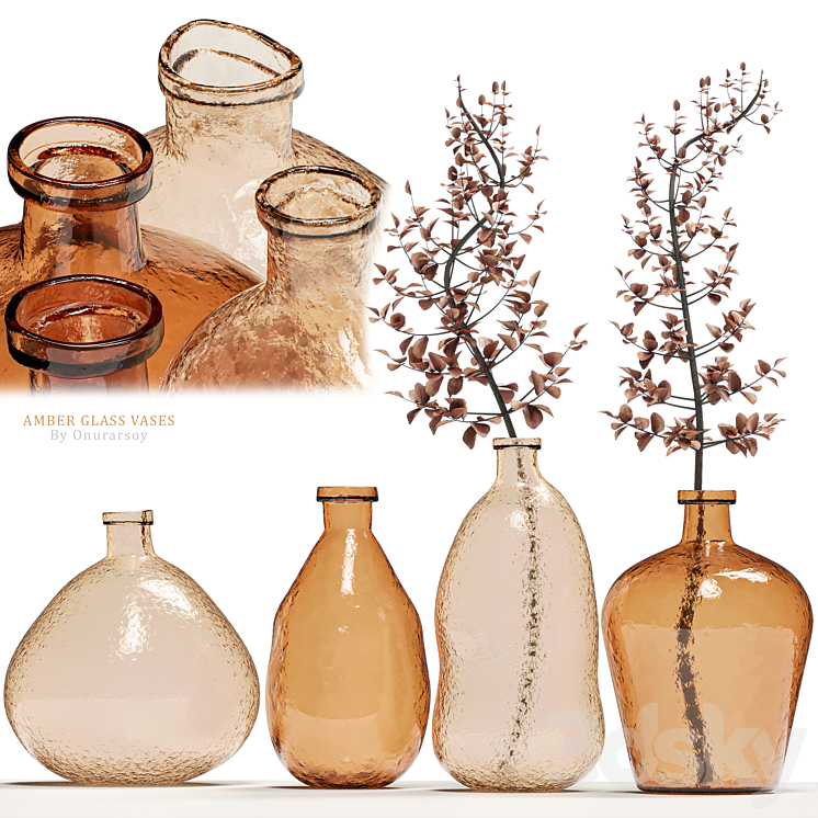 Crate & barrel – Amber Glass Vases 3DS Max Model - thumbnail 3