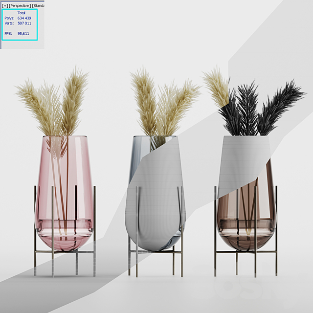 Decor vase set 1 NSV 3ds Max - thumbnail 3