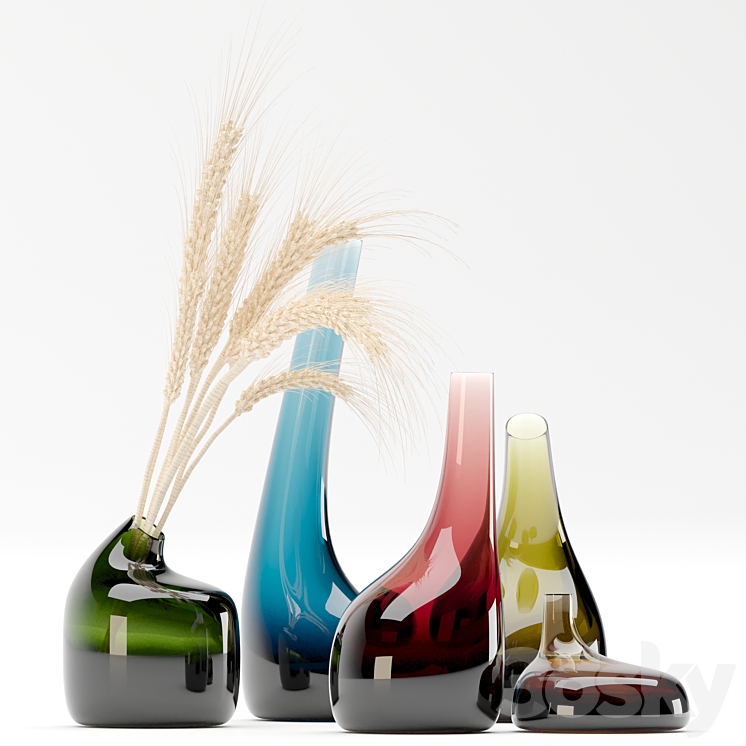 Decorative Glass Vase & Wheat 3DS Max Model - thumbnail 2