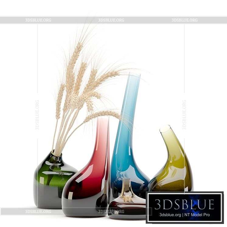 Decorative Glass Vase & Wheat 3DS Max - thumbnail 3