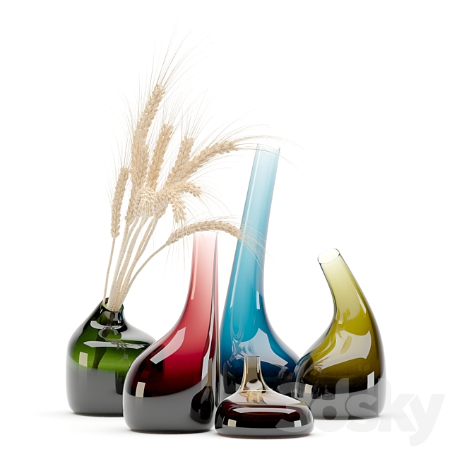 Decorative Glass Vase & Wheat 3DSMax File - thumbnail 1