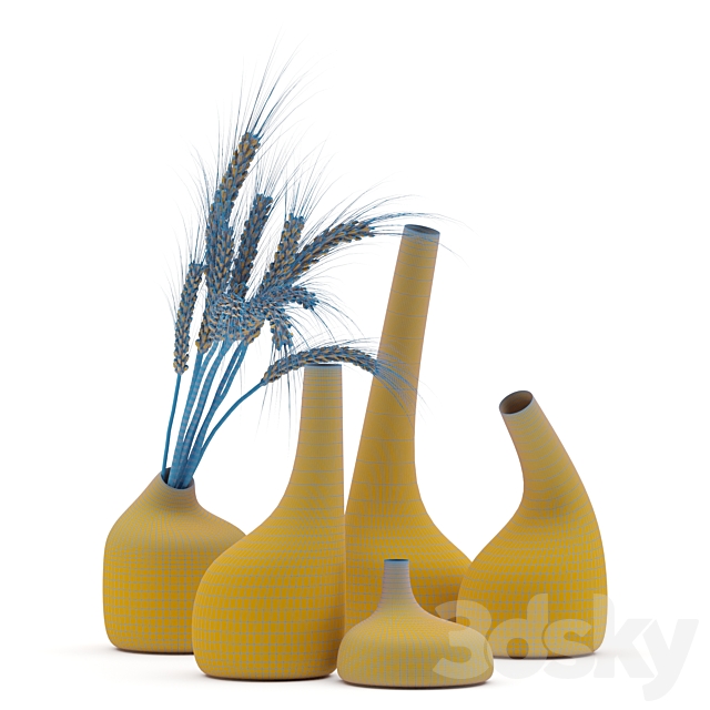 Decorative Glass Vase & Wheat 3DSMax File - thumbnail 3