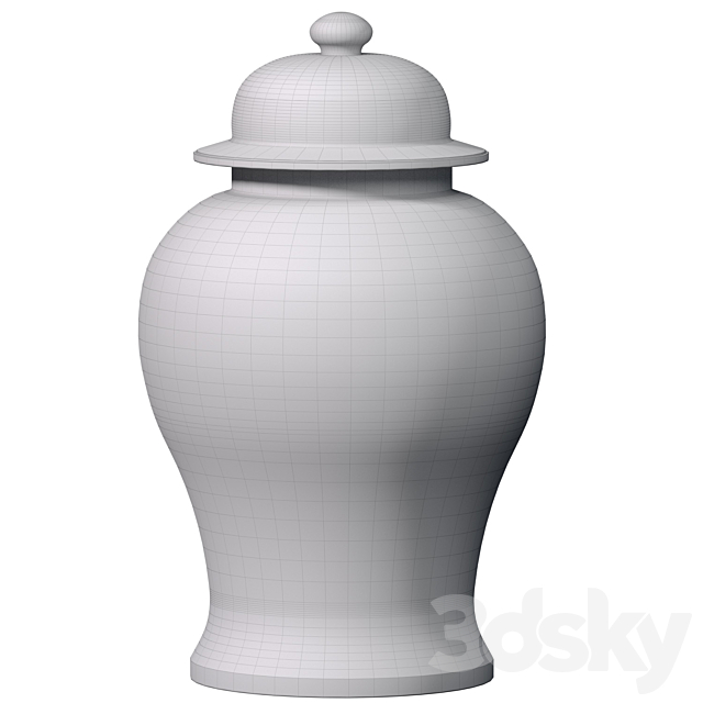 Decorative Italian porcelain ginger vaseflowerpotpoturnChinese-style jar with floral pattern 3ds Max - thumbnail 3