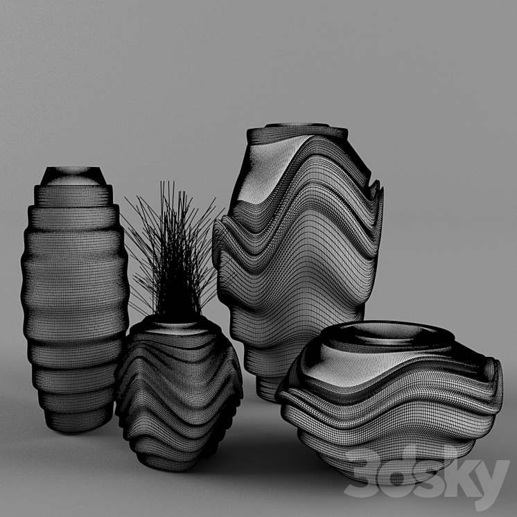 Decorative set of vases 3DS Max - thumbnail 2