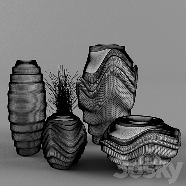 Decorative set of vases 3DSMax File - thumbnail 2