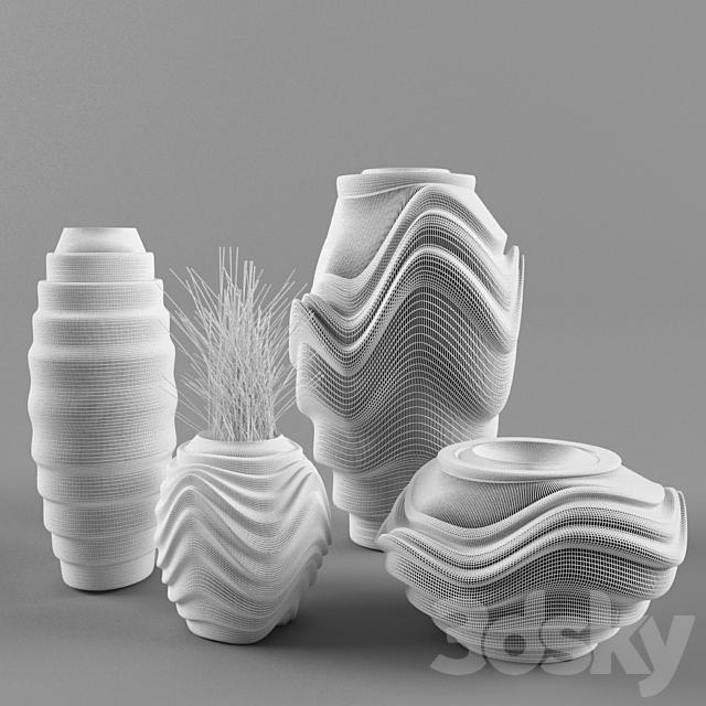 Decorative set of vases 3DSMax File - thumbnail 3