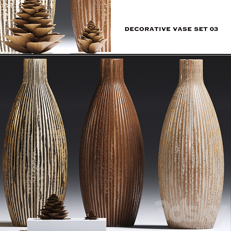 decorative vase set 03 3DS Max - thumbnail 1