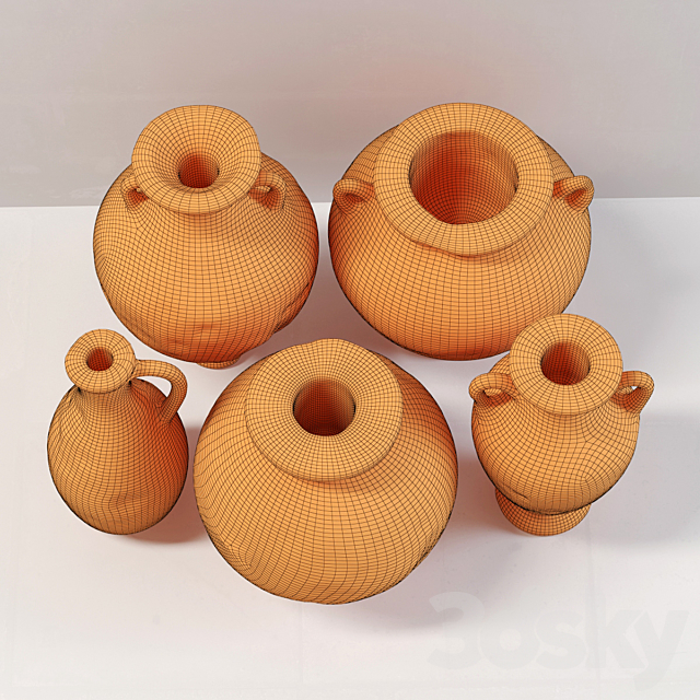 Dishes old history n1 _ Old clay jugs 3DS Max Model - thumbnail 5