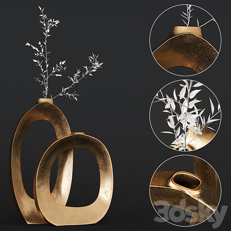 Elodie Brass Ring Vases 3DS Max - thumbnail 1