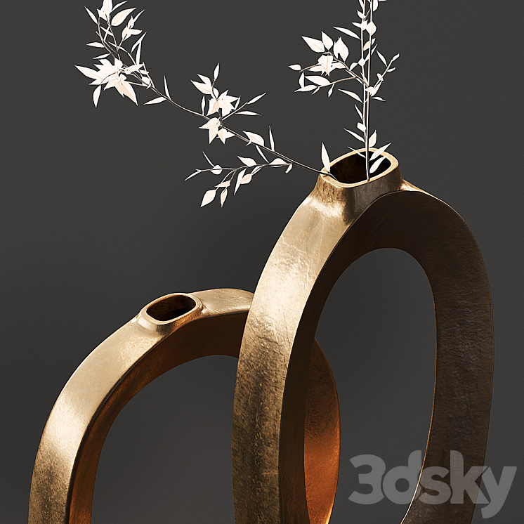 Elodie Brass Ring Vases 3DS Max - thumbnail 2