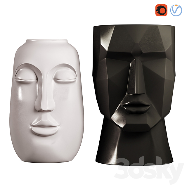 Face Vases. Set of 2 3DSMax File - thumbnail 1