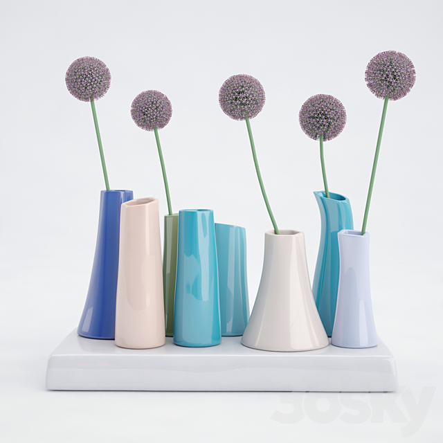 Flower Power 8-Vase Display 3ds Max - thumbnail 1