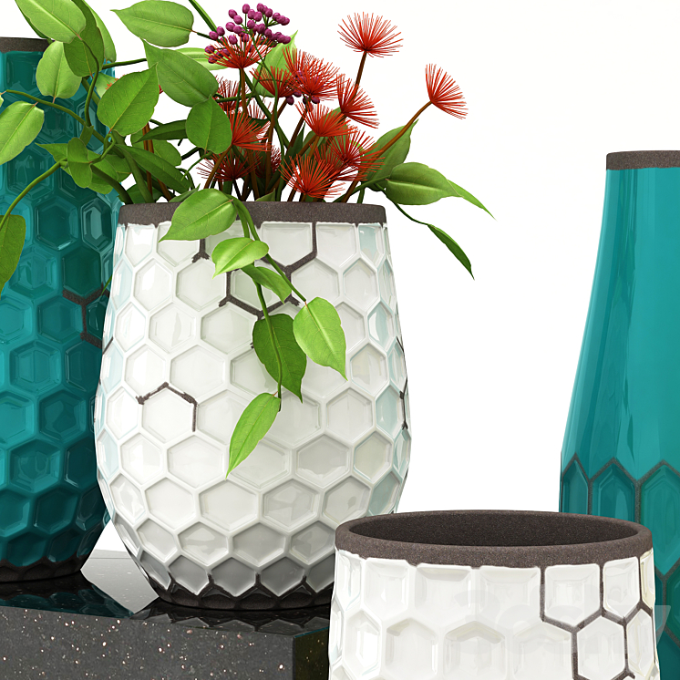 flower vase set 3DS Max - thumbnail 2