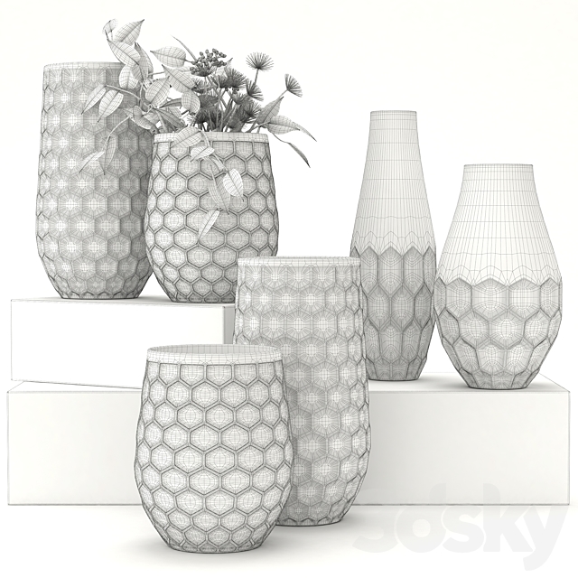 flower vase set 3DSMax File - thumbnail 3