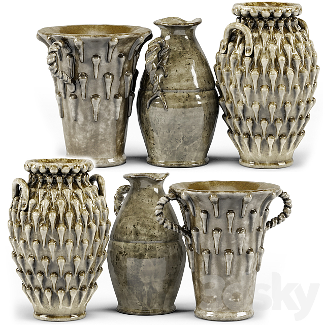 French vase set 3ds Max - thumbnail 1