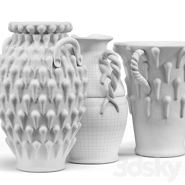 French vase set 3ds Max - thumbnail 2