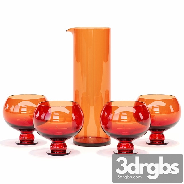 funky orange glassware set - thumbnail 1