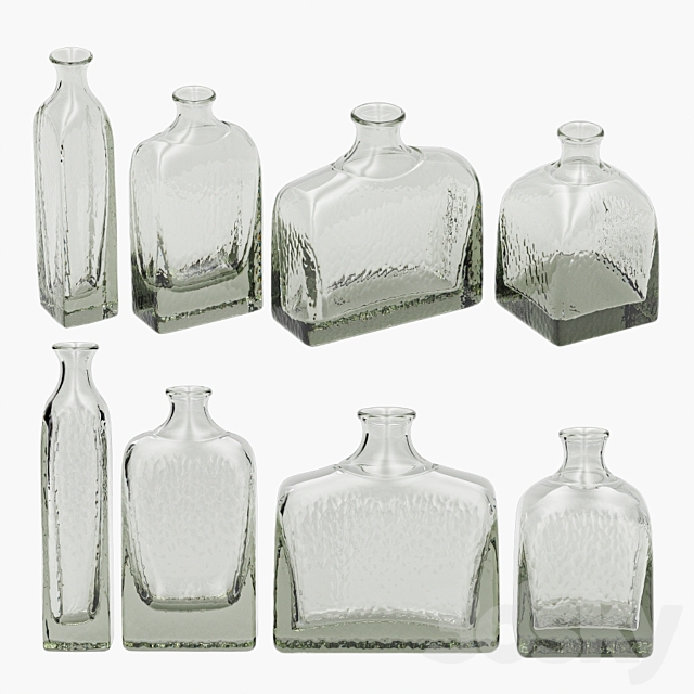 Glass bottle vases 3DS Max Model - thumbnail 2