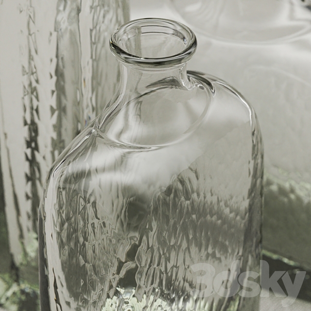 Glass bottle vases 3DS Max Model - thumbnail 3