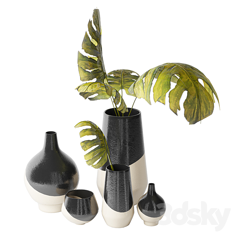 Half Dipped Stoneware Vases Slate 3DS Max Model - thumbnail 1