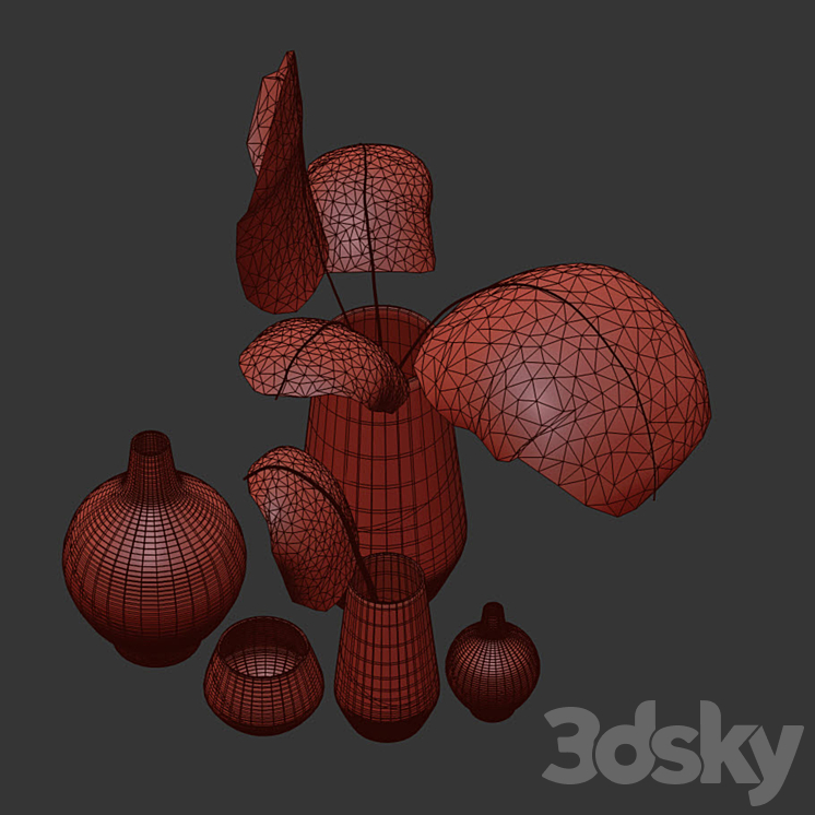 Half Dipped Stoneware Vases Slate 3DS Max Model - thumbnail 2