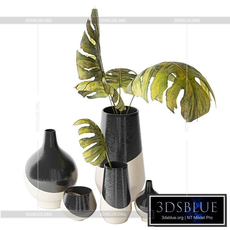 Half Dipped Stoneware Vases Slate 3DS Max - thumbnail 3