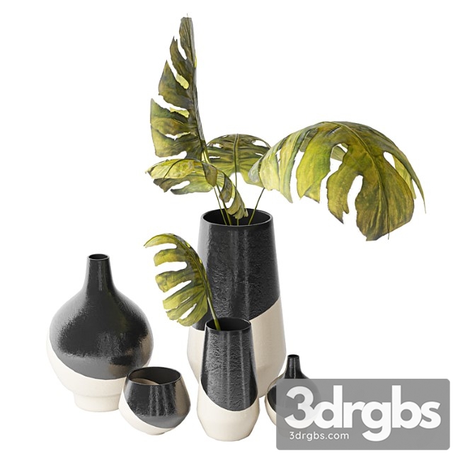 Half dipped stoneware vases slate - thumbnail 1