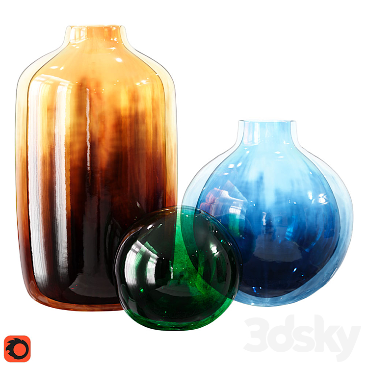 Modern Murano Vase Glass Set 3DS Max - thumbnail 1